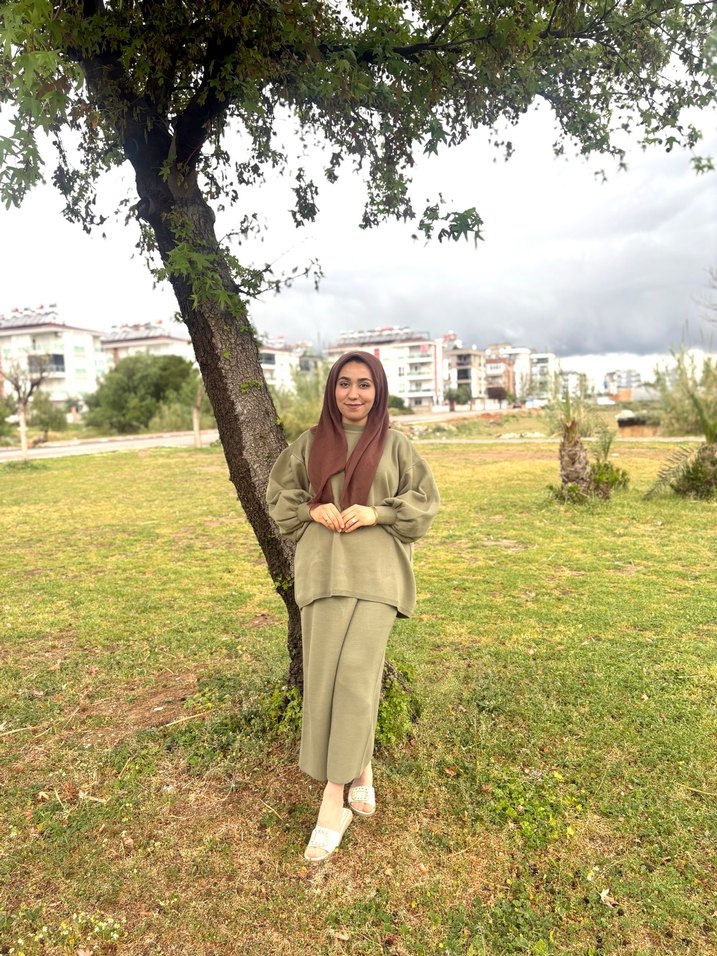 Kadın Haki Midi Boy Rahat Kesim Takım - Görsel 2