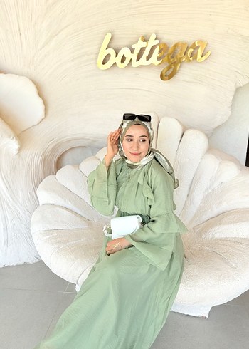 Bohem Tarzı Drapeli Uzun Kadın Elbise - Görsel 3