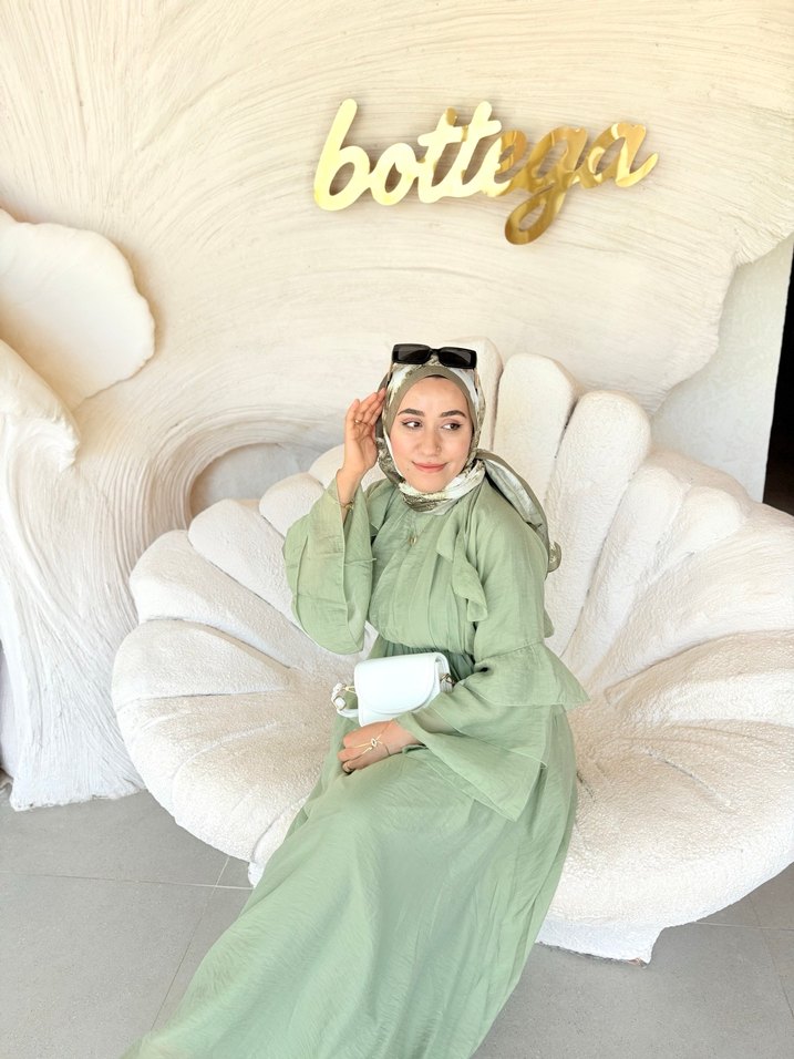 Bohem Tarzı Drapeli Uzun Kadın Elbise - Görsel 3