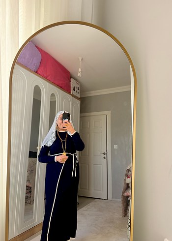 Kadın Lacivert Uzun Pamuklu Elbise - Görsel 2