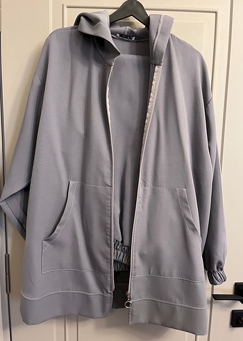 Gri Kapüşonlu Fermuarlı Eşofman Takımı - Görsel 3
