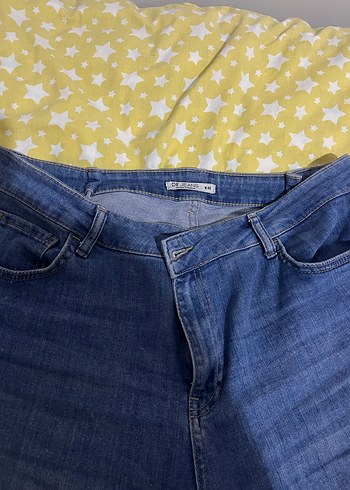 Düğmeli Gri Mavi Rahat Kesim Kadın Kot Pantolon - Görsel 2