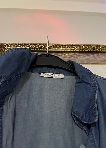 Kadın Mavi Uzun Kot Elbise - Görsel 4