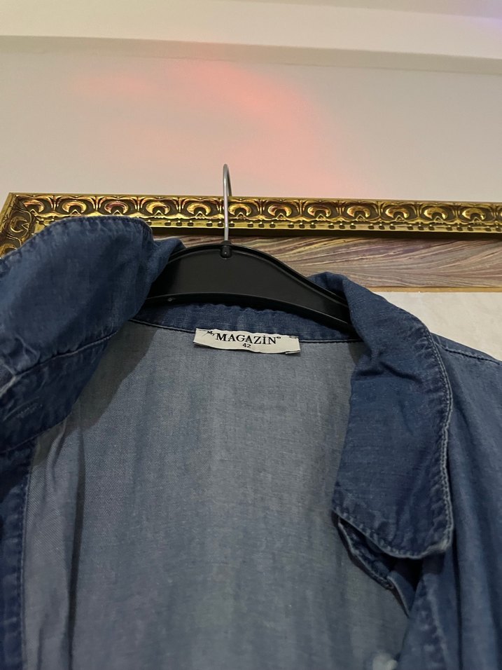 Kadın Mavi Uzun Kot Elbise - Görsel 4