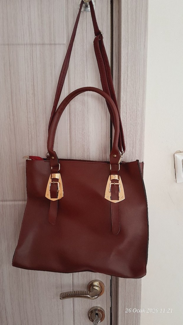 Kadın Deri bordo çanta - Görsel 3