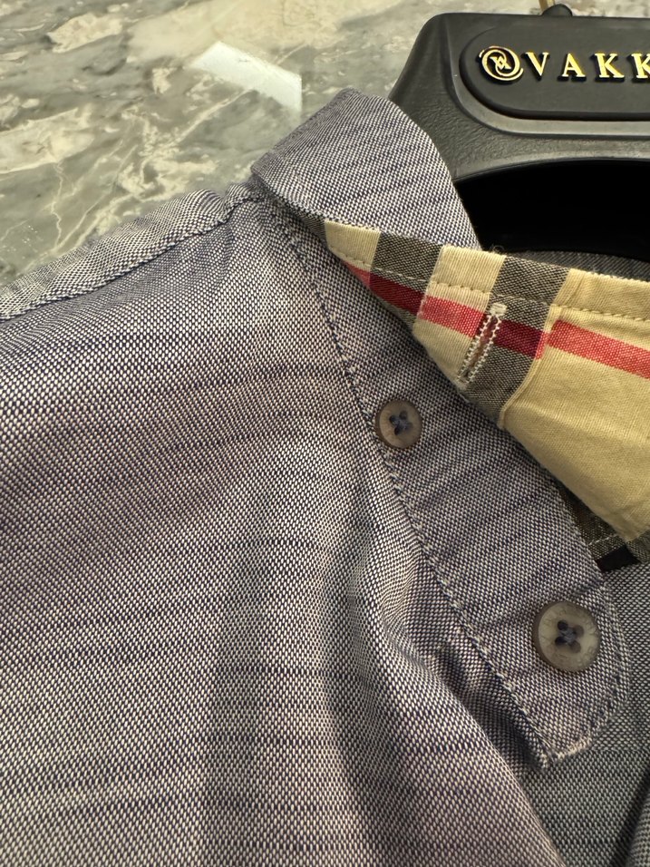 Mavi burberry erkek gömlek - Görsel 3