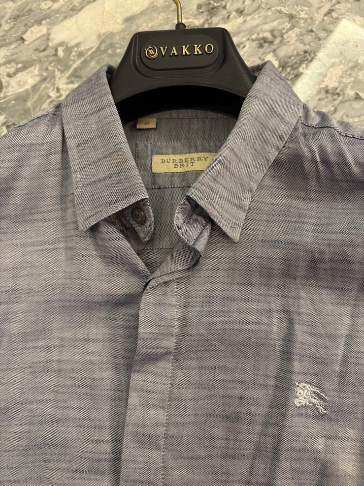 Mavi burberry erkek gömlek - Görsel 2