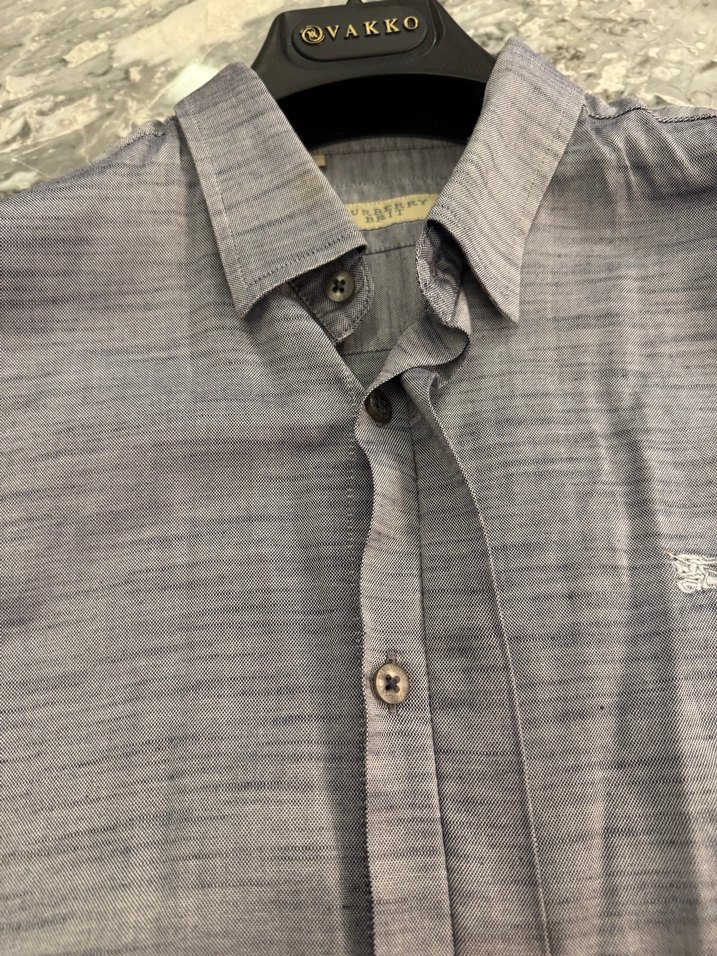 Mavi burberry erkek gömlek - Görsel 4