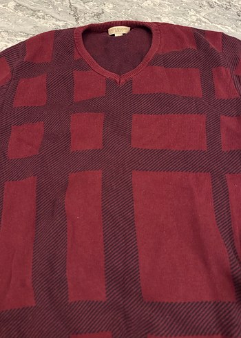 Bordo burberry kazak - Görsel 2