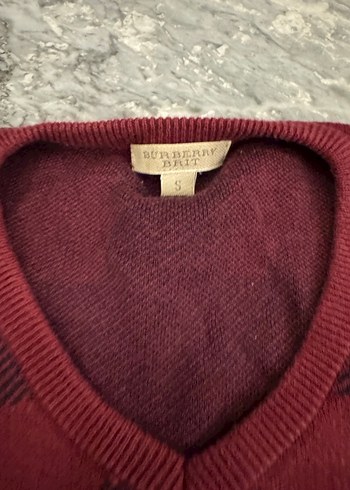 Bordo burberry kazak - Görsel 3