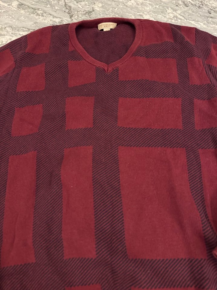 Bordo burberry kazak - Görsel 2