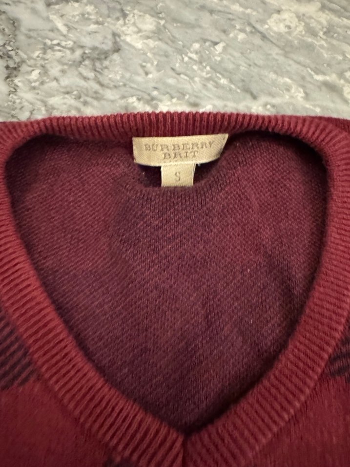 Bordo burberry kazak - Görsel 3