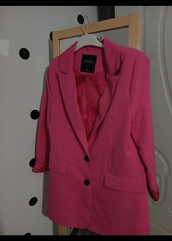 Pembe Düğmeli Kadın Blazer Ceket - Görsel 3