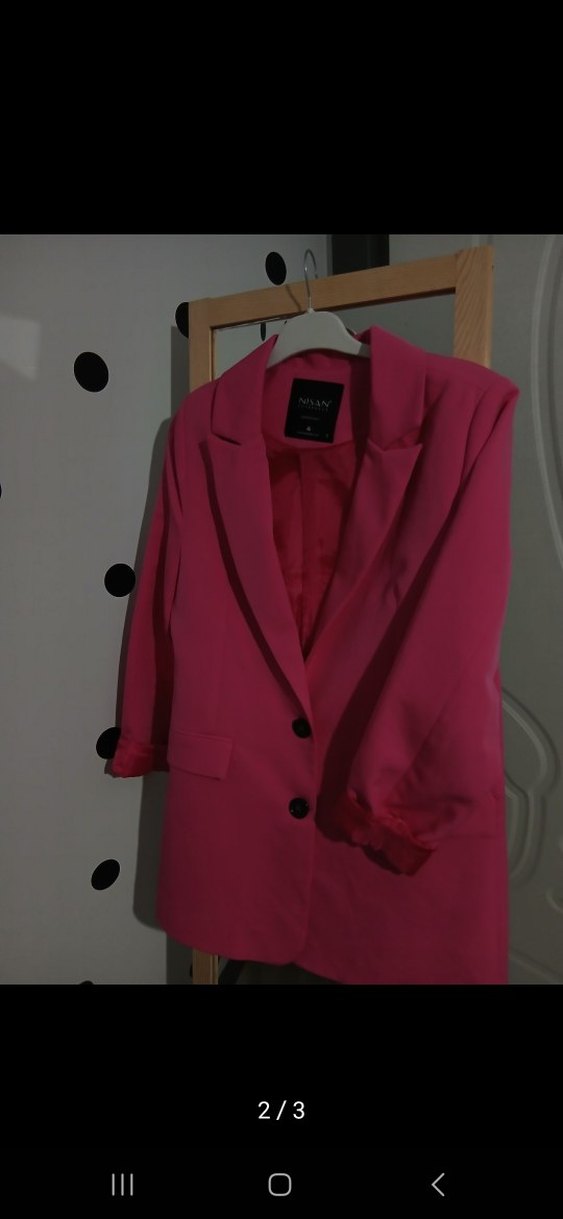 Pembe Düğmeli Kadın Blazer Ceket - Görsel 2