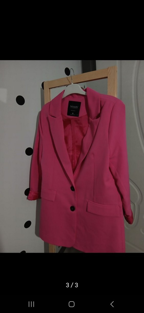 Pembe Düğmeli Kadın Blazer Ceket - Görsel 3