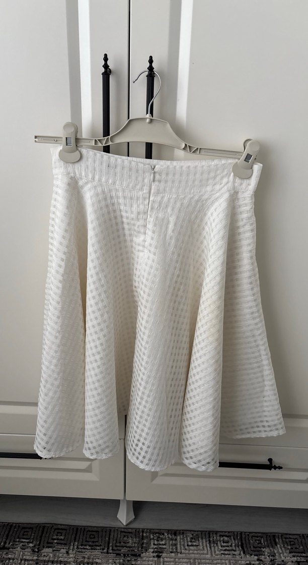 Beyaz Midi Piliseli Etek - Görsel 2