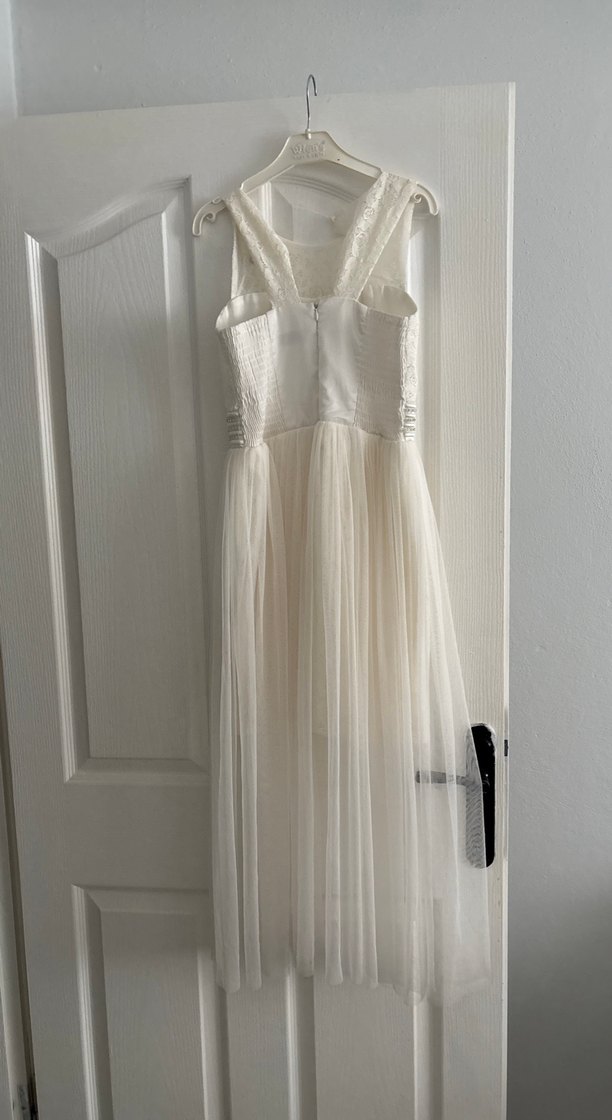 Uzun Kollu Vintage Dantel Mini Gelinlik - Görsel 3