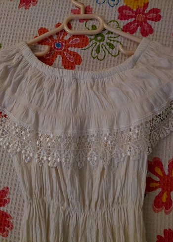 Dantel Detaylı Beyaz Elbise - Görsel 3