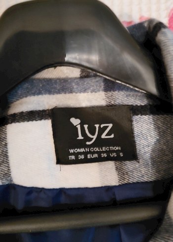 Düğmeli Gri Ekose Kadın Yün Kaban - Görsel 2