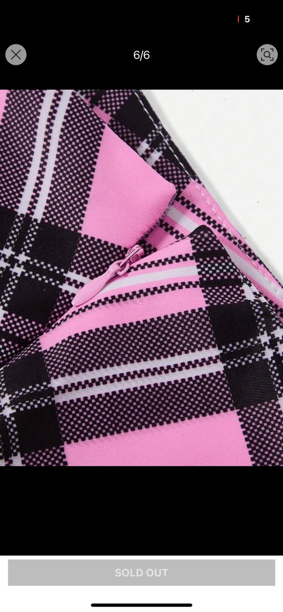 Pembe Ekoseli Pilili Midi Etek - Görsel 4