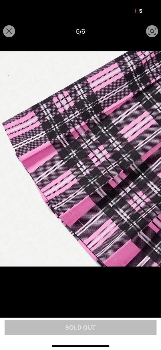 Pembe Ekoseli Pilili Midi Etek - Görsel 3