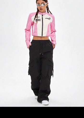 Pembe Mini Deri Ceket - Görsel 3