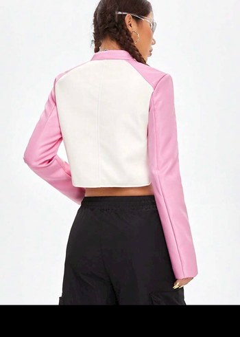 Pembe Mini Deri Ceket - Görsel 2