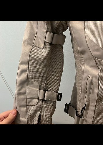 Kemerli Bej Biker Ceket Kadın Motor Montu - Görsel 4