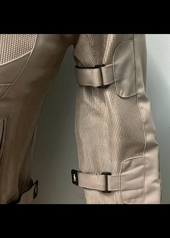 Kemerli Bej Biker Ceket Kadın Motor Montu - Görsel 3