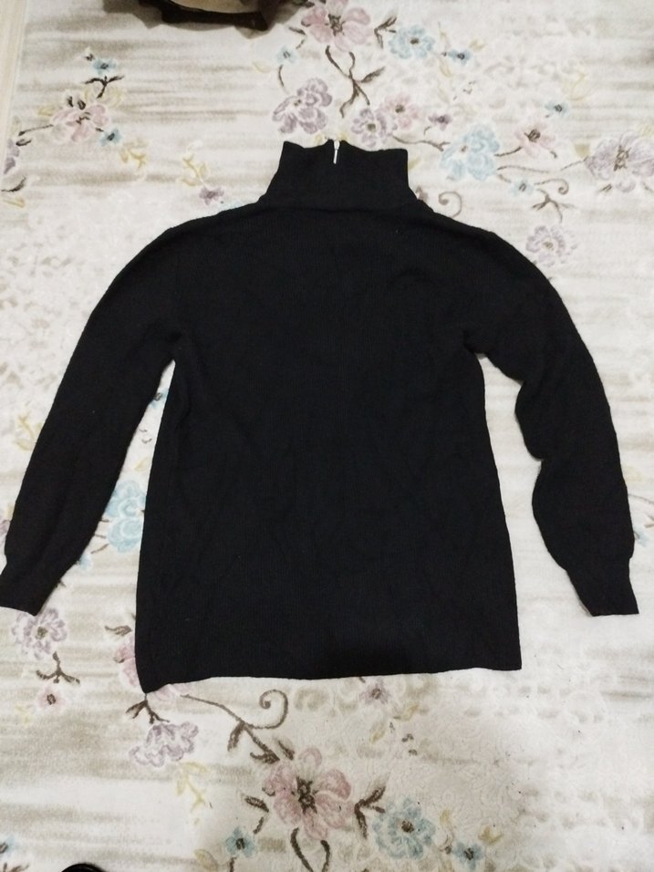 Siyah Fermuarlı Boğazlı Kadın Kazak - Görsel 2