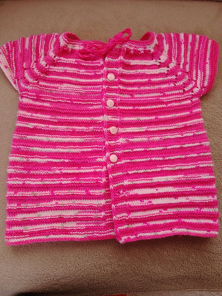 Kız Çocuk Pembe Kısa Kollu Örgü Hırka - Görsel 3