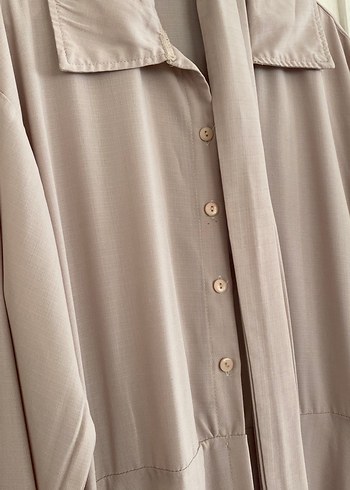 Bej Uzun Kollu Salaş Kadın Elbise - Görsel 2