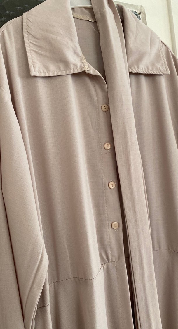 Bej Uzun Kollu Salaş Kadın Elbise - Görsel 2