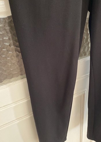 Kadın Siyah Uzun Tulum, Kemerli, Notched Yaka - Görsel 3