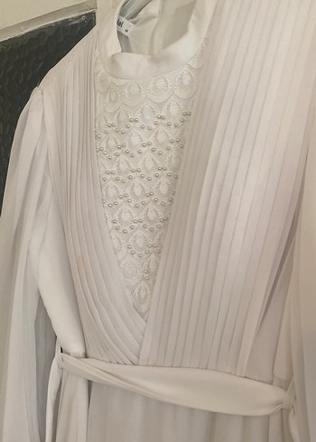 Vintage Beyaz Uzun Kollu Kadın Elbise - Görsel 3