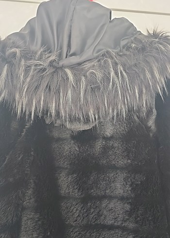 Uzun Gri Kadın Suni Kürk Kaban - Görsel 3