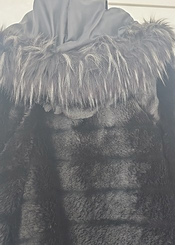 Uzun Gri Kadın Suni Kürk Kaban - Görsel 4