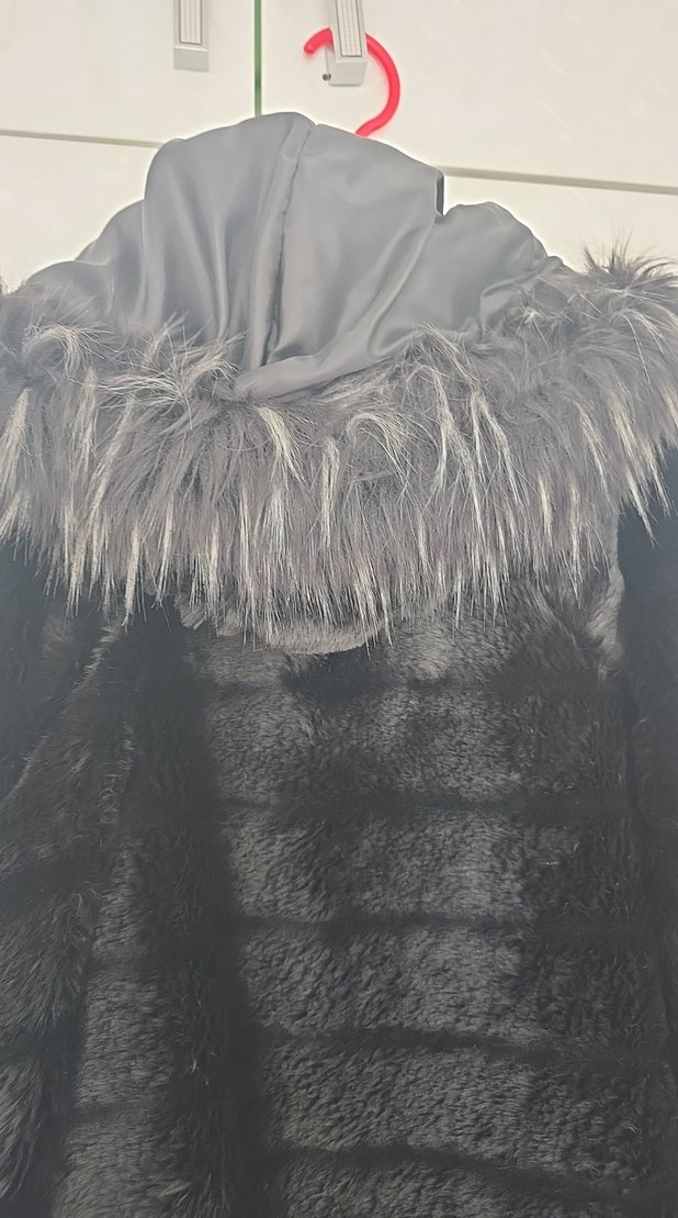 Uzun Gri Kadın Suni Kürk Kaban - Görsel 3