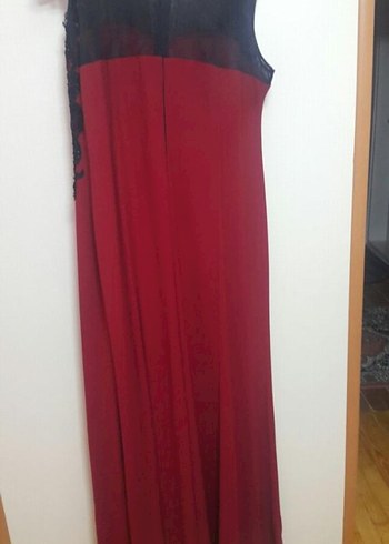 Bordo Dantelli Straplez Uzun Abiye Elbise - Görsel 2