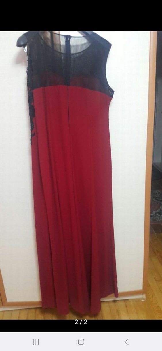 Bordo Dantelli Straplez Uzun Abiye Elbise - Görsel 2