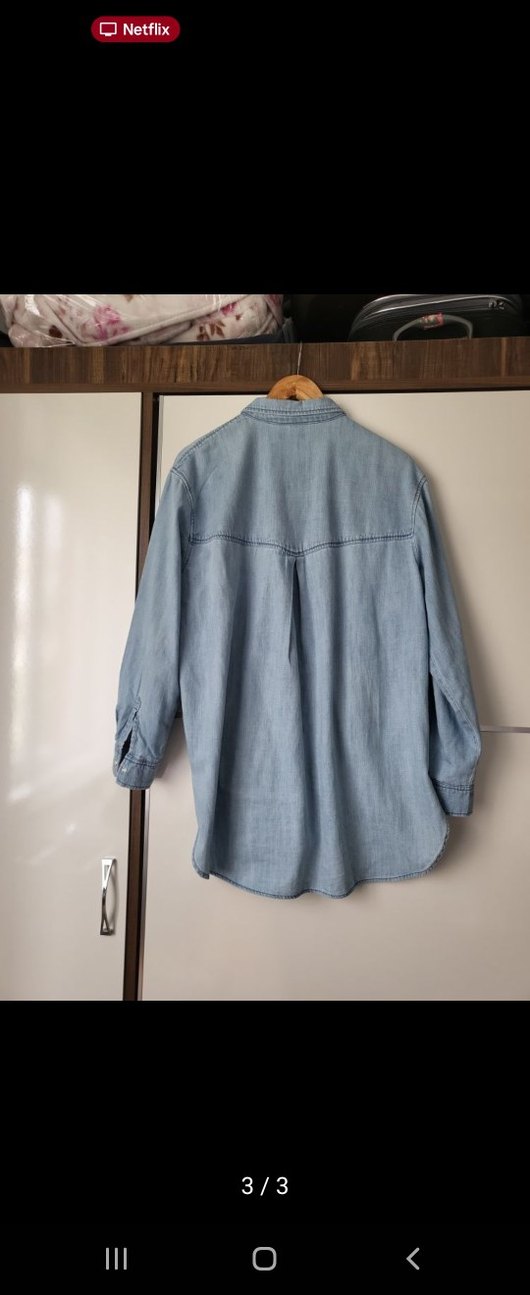 Düğmeli Kadın Denim Gömlek - Görsel 3