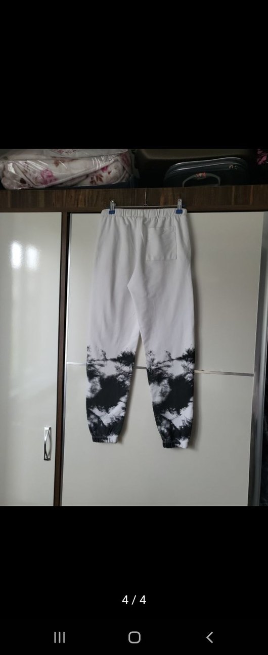 siyah Beyaz Batik Desenli erkek Eşofman Altı - Görsel 4