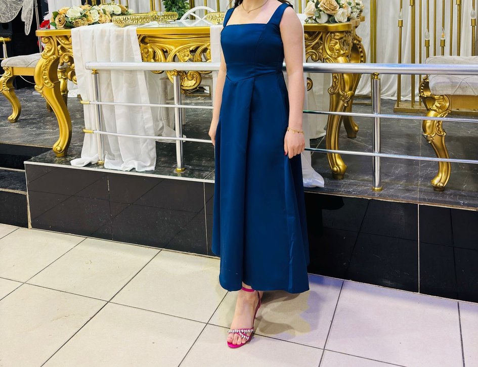 Kadın Lacivert Uzun Askılı Elbise - Görsel 2