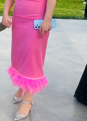 Pembe Drapeli Uzun Abiye Elbise - Görsel 2