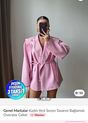 Pembe blazer ceket - Görsel 4