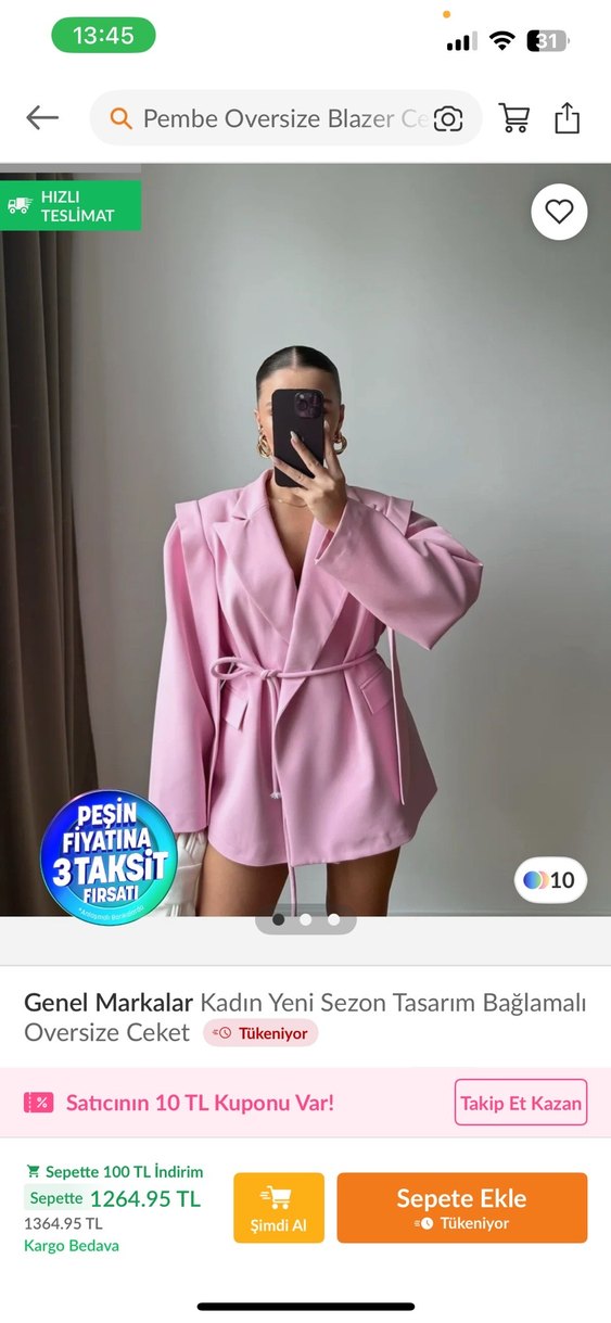 Pembe blazer ceket - Görsel 4