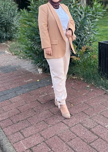 Bej Kadın Blazer Ceket, Normal Boy, Regular Fit - Görsel 4