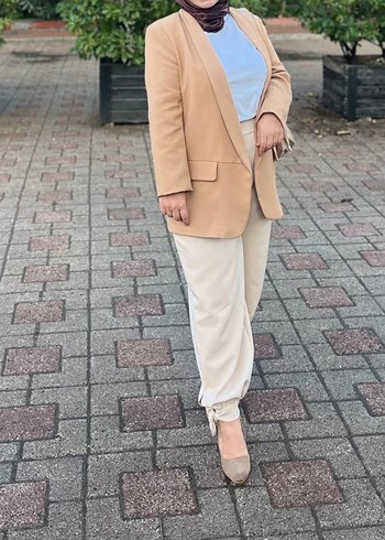 Bej Kadın Blazer Ceket, Normal Boy, Regular Fit - Görsel 3