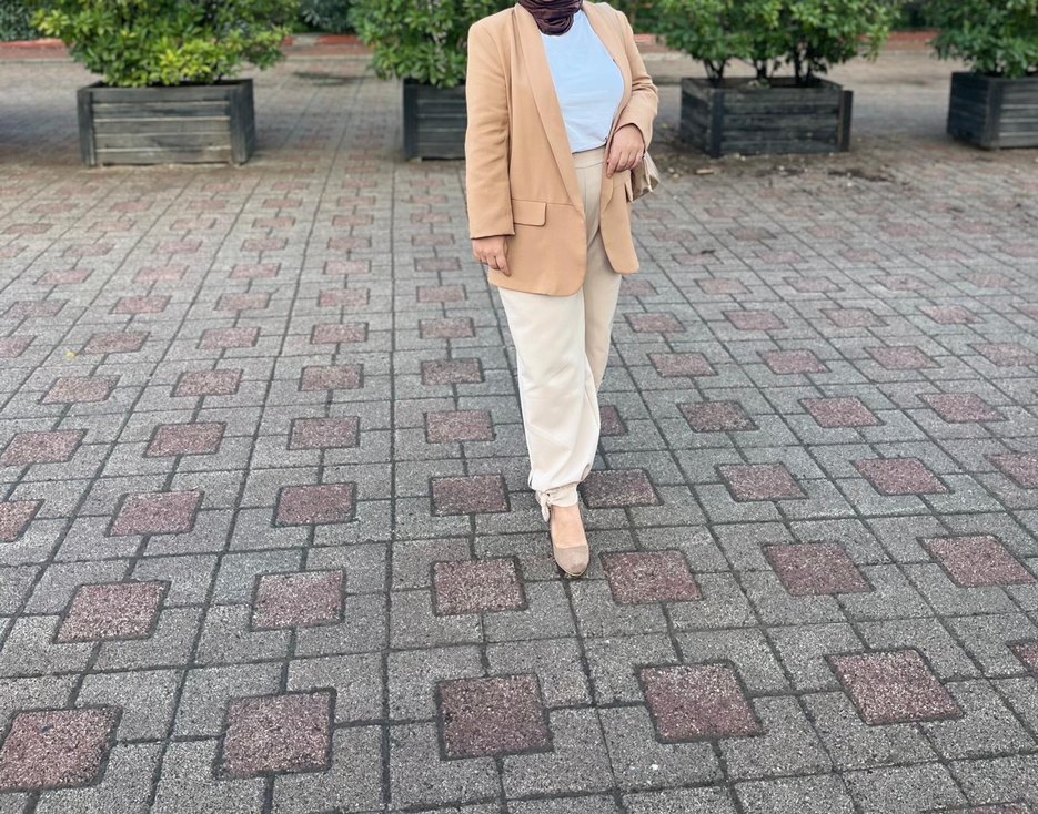 Bej Kadın Blazer Ceket, Normal Boy, Regular Fit - Görsel 2