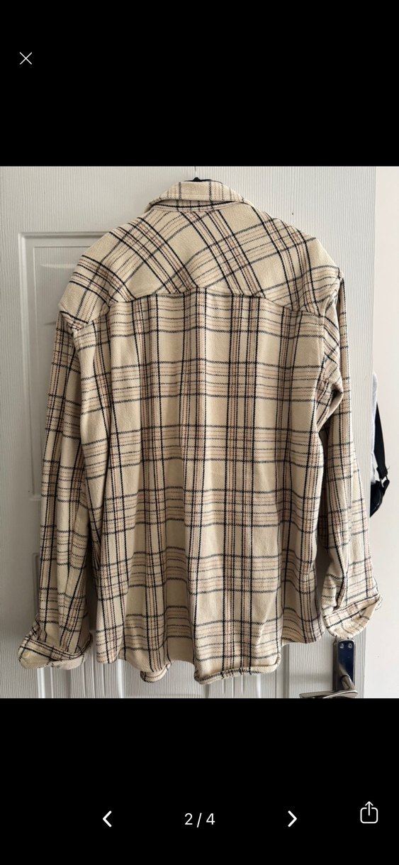 Bej Ekose Desenli Uzun Kollu Gömlek - Görsel 2